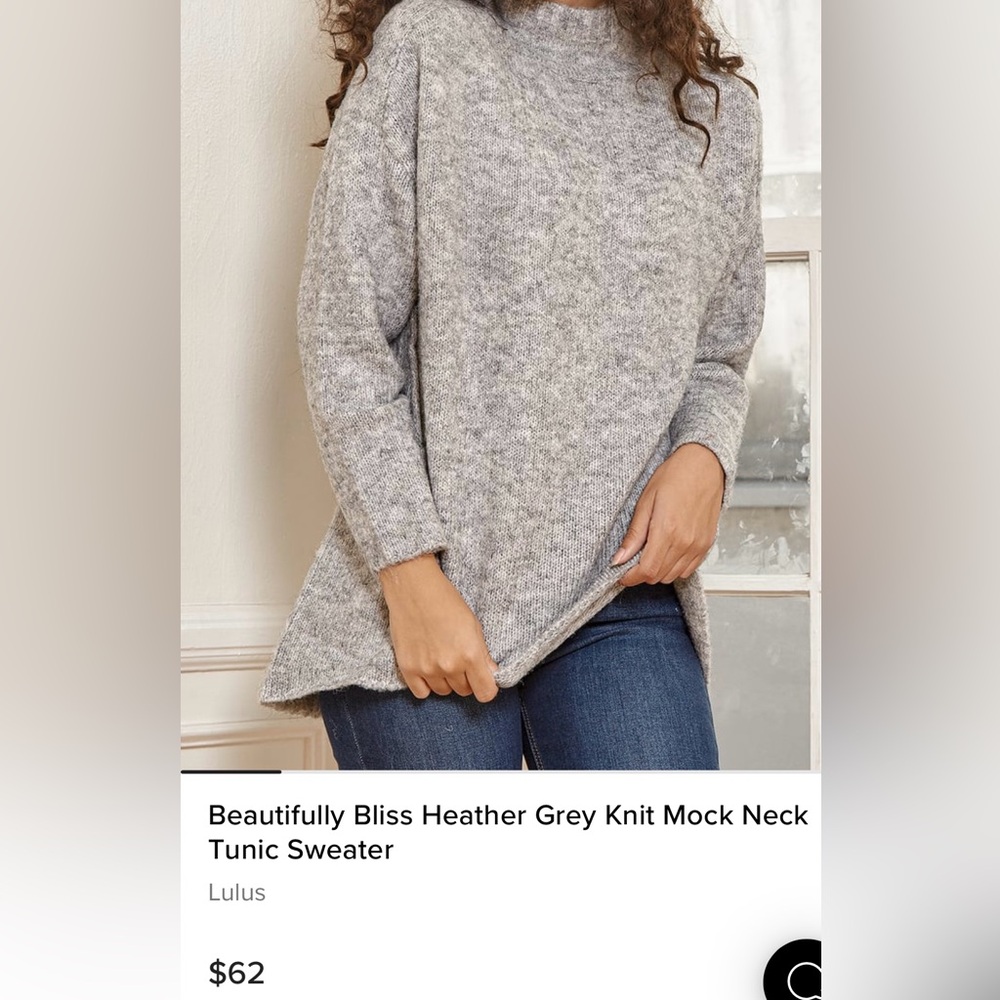 Lulu's Gray Cowl & Turtlenecks Sweater